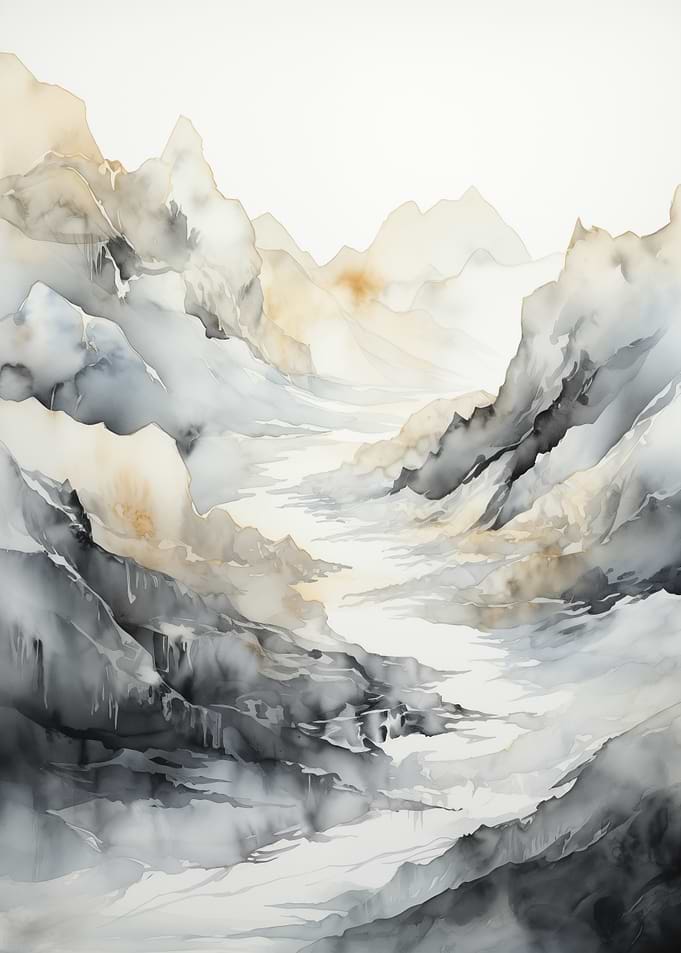 Watercolor Mountain Landscape