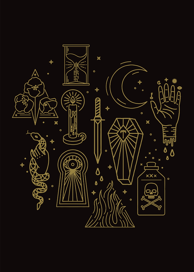Occult Symbols in Gold on Black