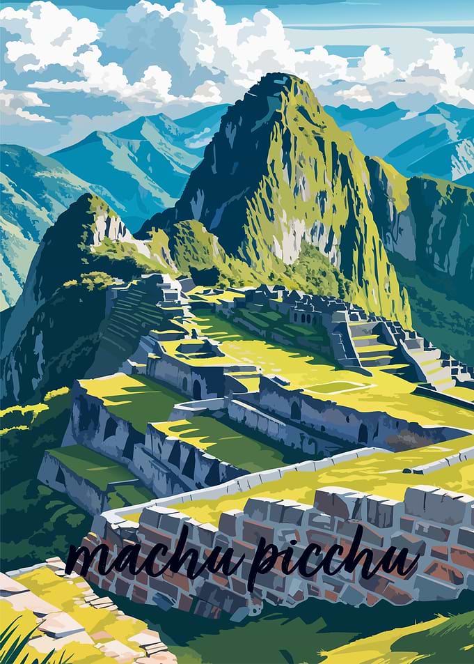 Machu Picchu Landscape Illustration