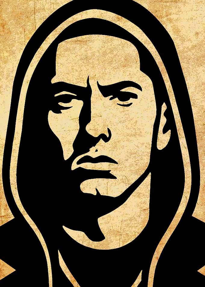 Eminem Portrait Black and Beige