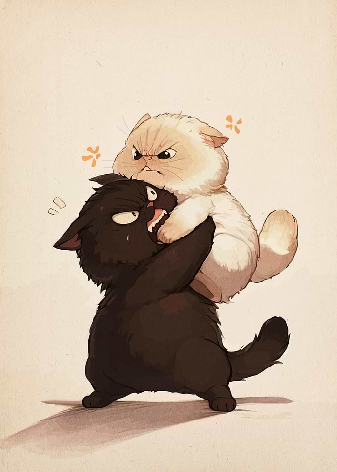 Cartoon Cats Fighting