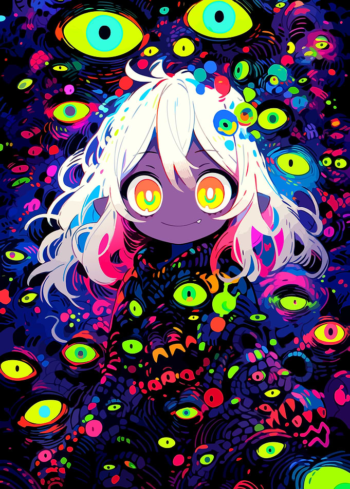Anime Girl Surrounded by Eyes