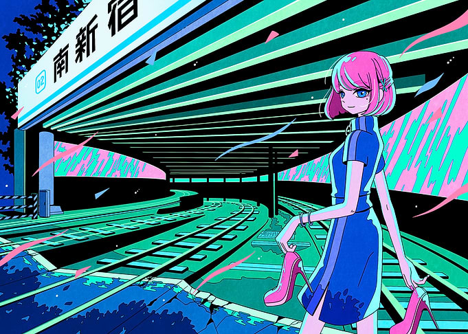 Anime Girl at Train Station