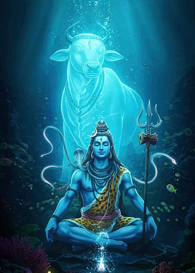 Lord Shiva Underwater Meditation