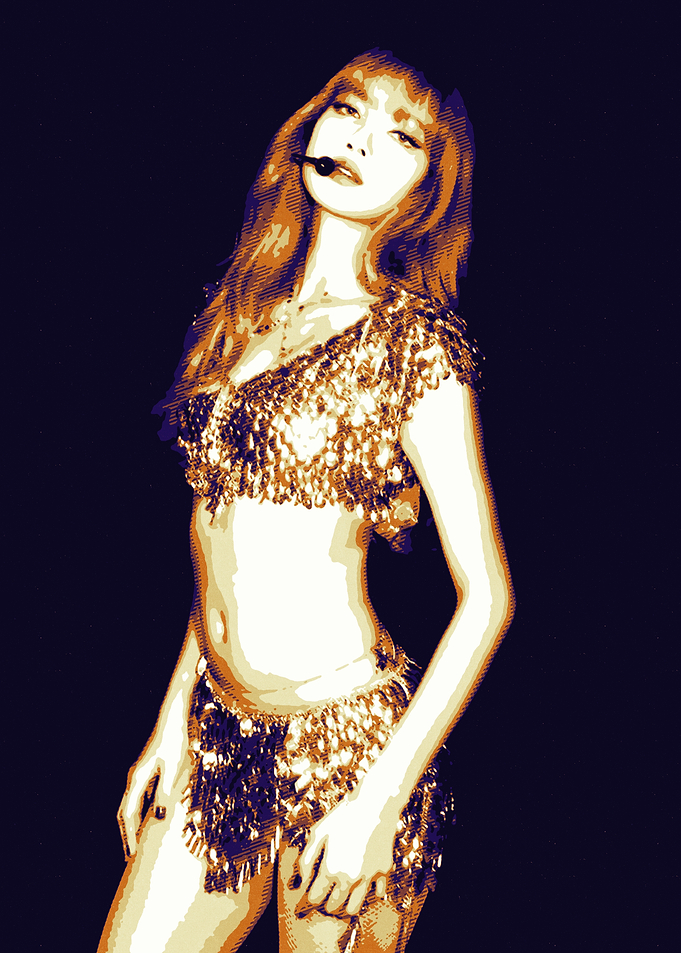 Lisa of Blackpink in Gold Outfit
