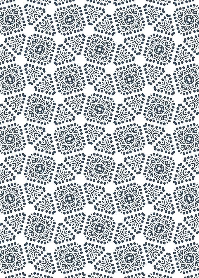 Navy Four Petal Dot Pattern