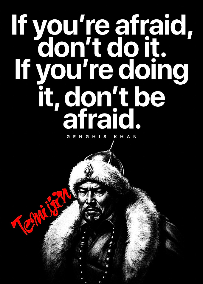 Genghis Khan Inspirational Quote Metal Poster – Motivational Warrior Mindset Wall Art for Office or Home Decor