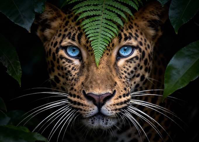 Leopard with Blue Eyes