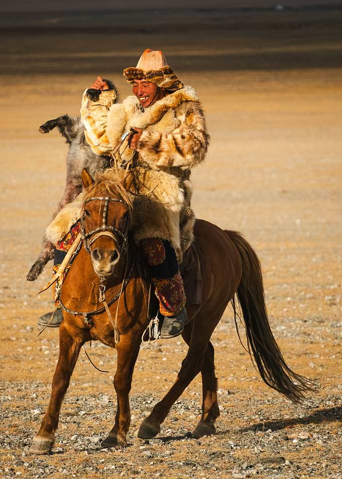Mongolian Horseman with Prey