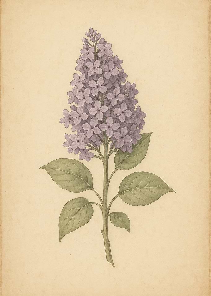 Lilac Flower Botanical Illustration