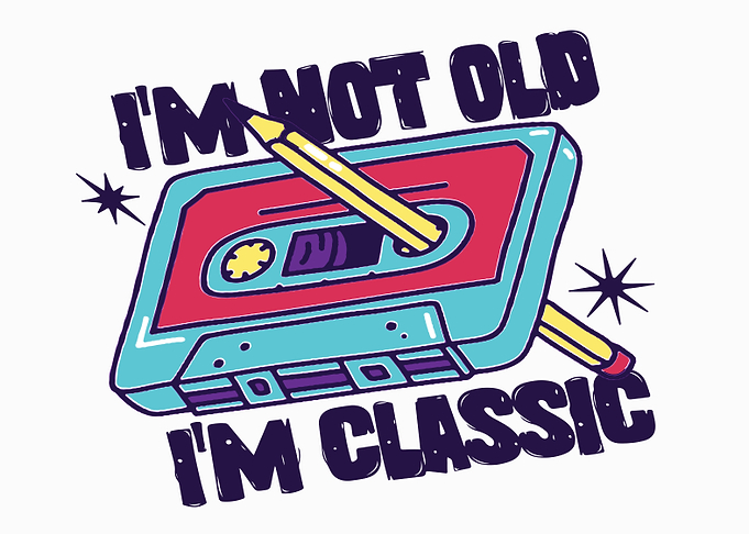 Retro Cassette Tape and Pencil Illustration