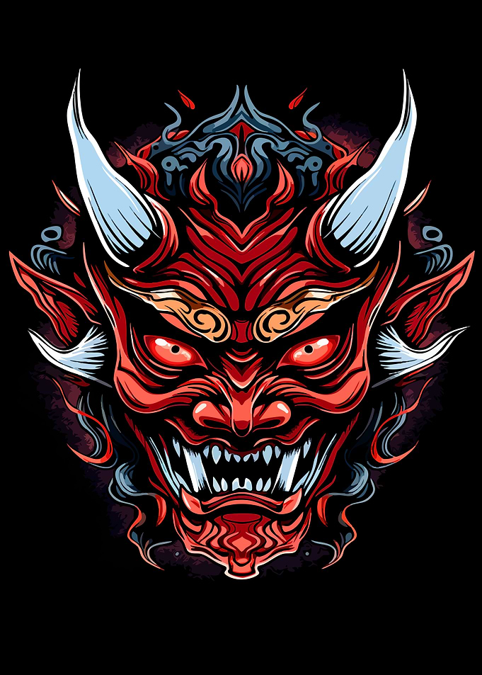Red Oni Mask Illustration