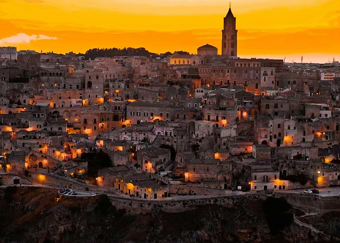 Matera, Italy at Dusk