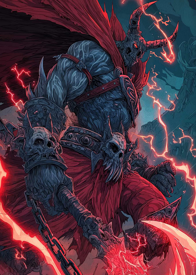 Dark Fantasy Warrior Red Energy