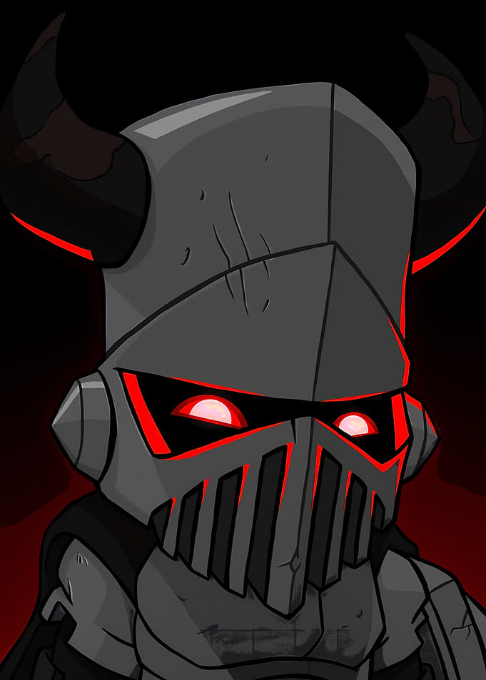 Cartoon Knight with Red Eyes