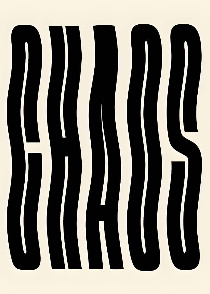 Black and White Chaos Typography Art