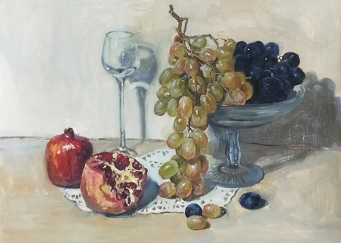 Still Life with Grapes and Pomegranates