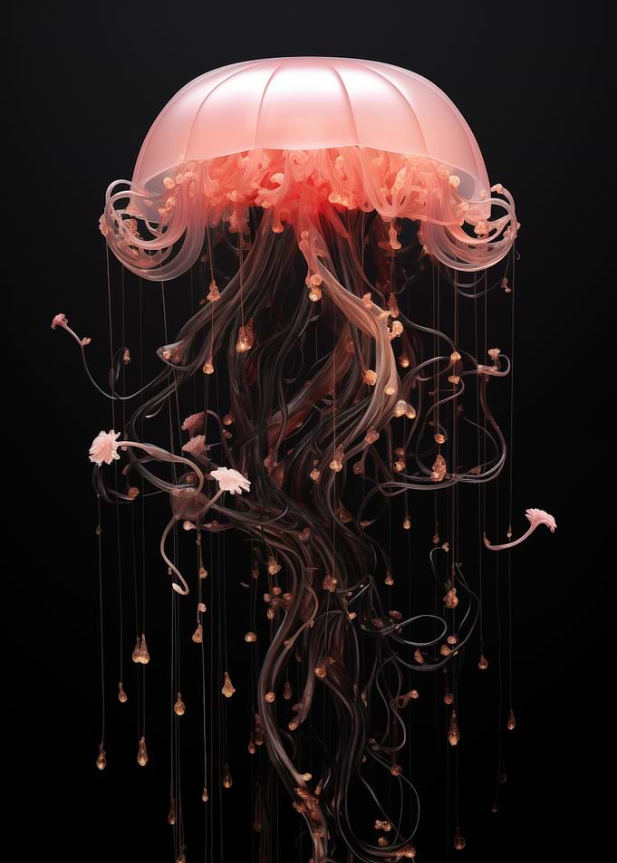 Pink Jellyfish on Black