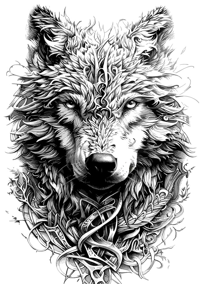 Detailed Wolf Illustration