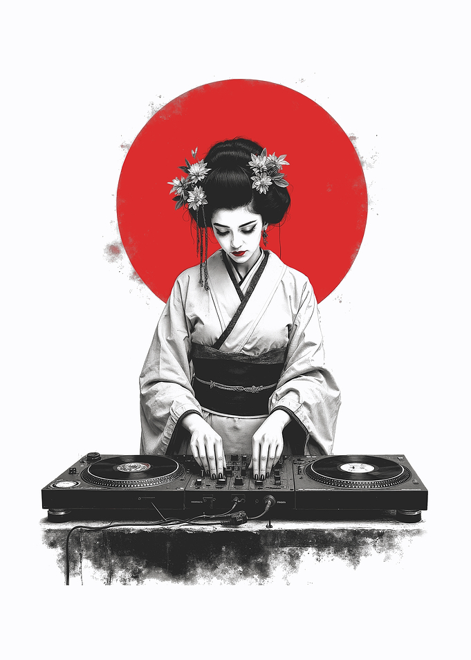 Geisha DJ with Turntable