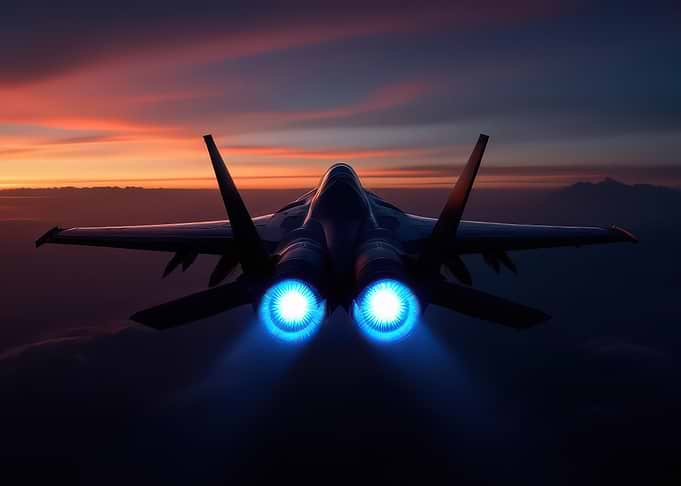 Fighter Jet at Sunset