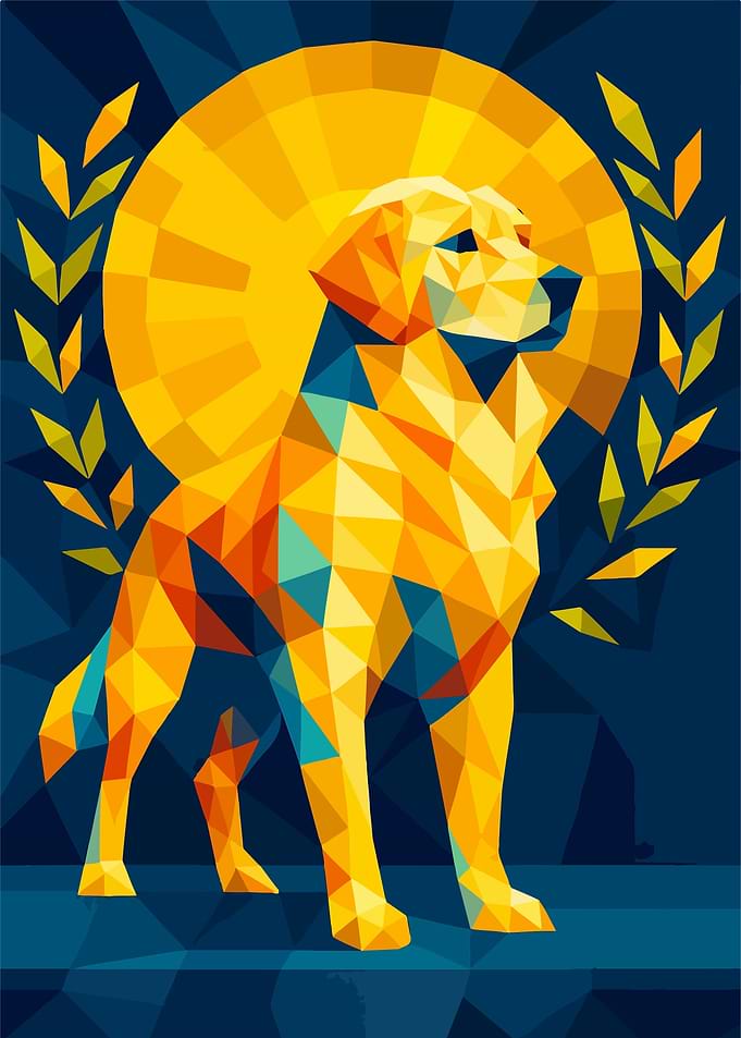 Geometric Golden Retriever Dog Art
