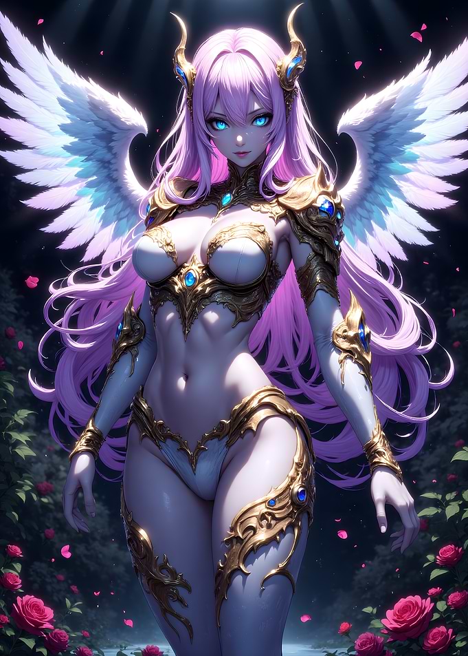 Anime Angel with Wings and Armor