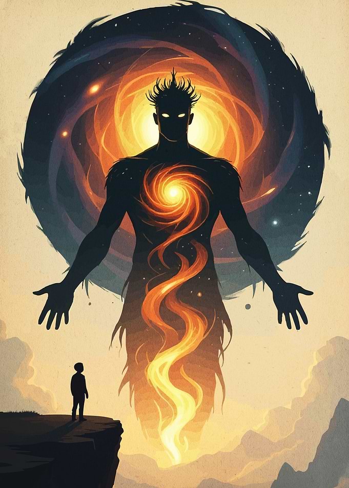 Silhouette Figure Cosmic Energy