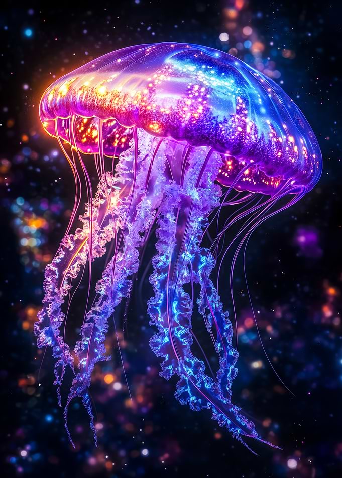 Glowing Jellyfish in Space