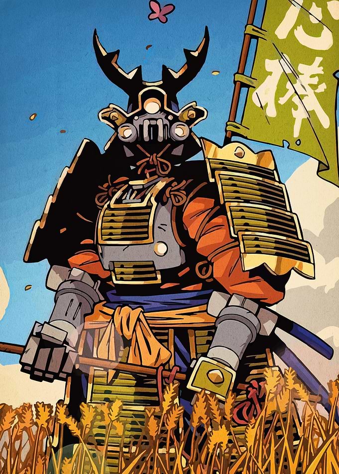 Samurai Robot in Wheat Field