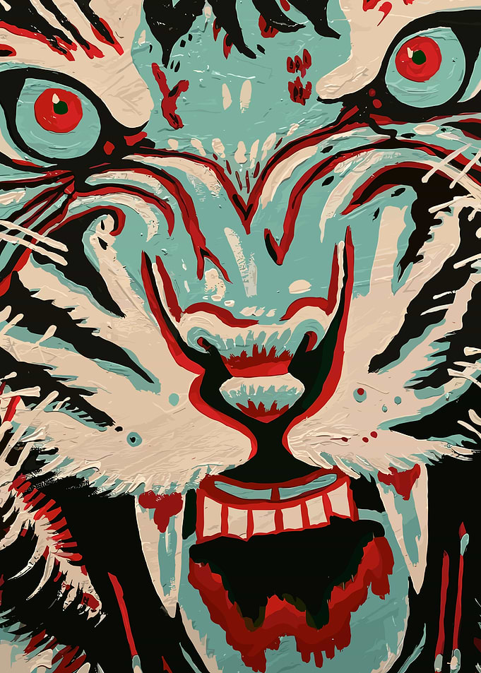 Abstract Tiger Face Painting