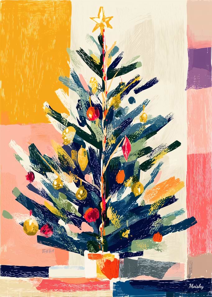 Vibrant Abstract Fauvist Christmas Tree in Bold Expressive Colors