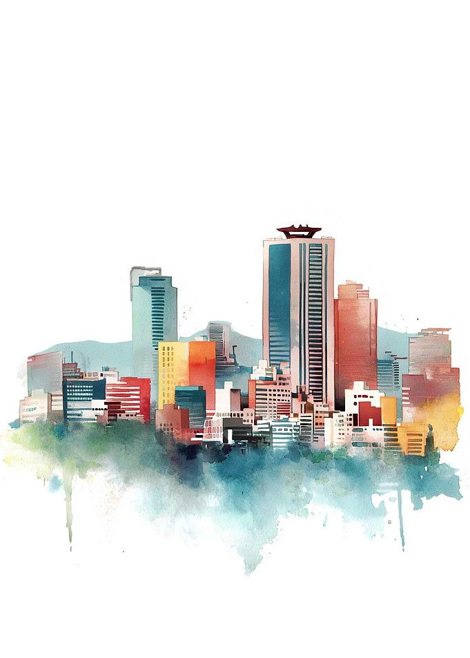 Watercolor Cityscape Painting