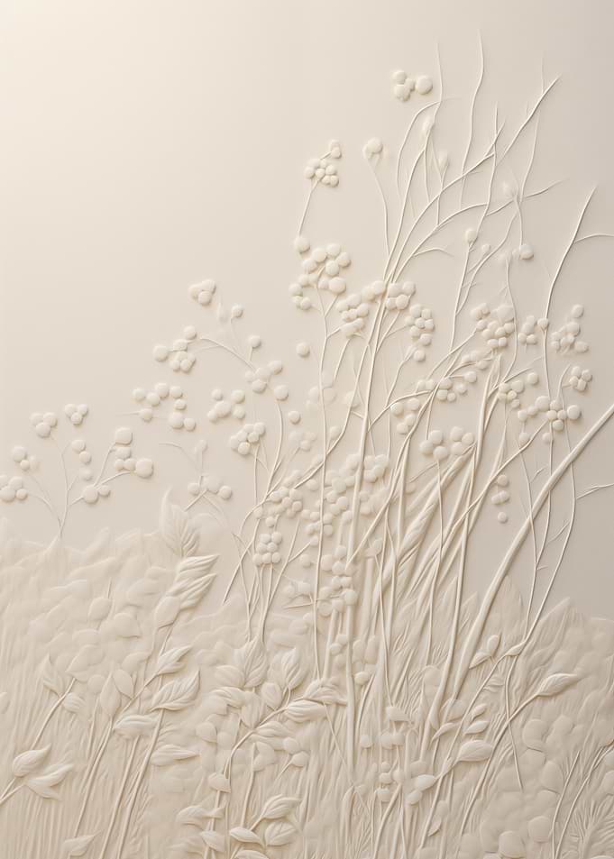 Creme Floral Relief Art