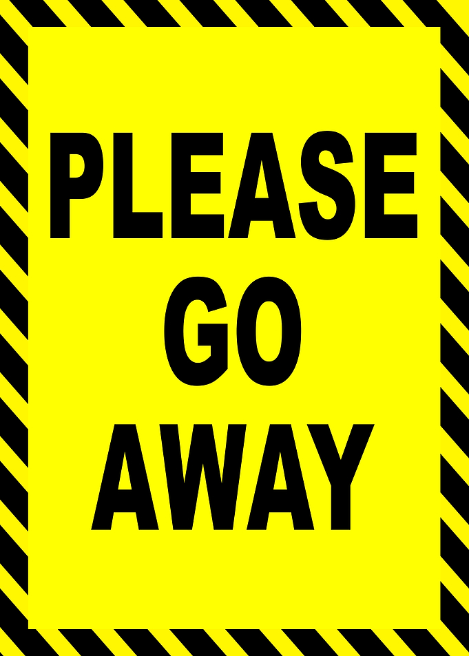 Funny Warning Sign Poster – “Please Go Away” Humorous Wall Art for Home & Office