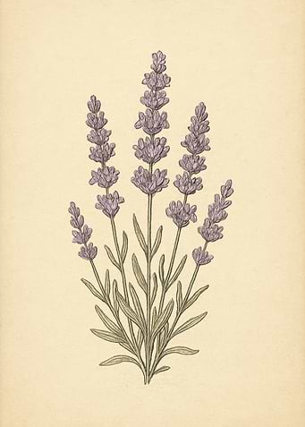 Vintage Lavender Botanical Illustration
