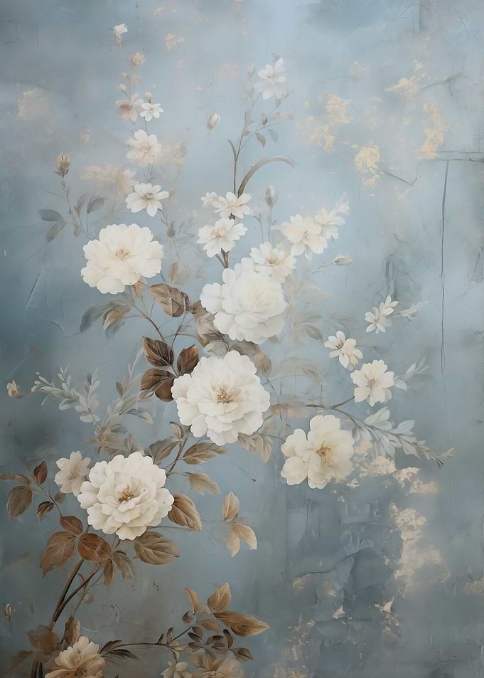 Vintage Floral White roses