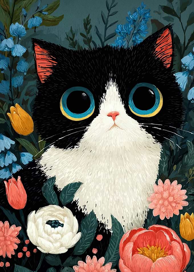 Floral Cat Portrait