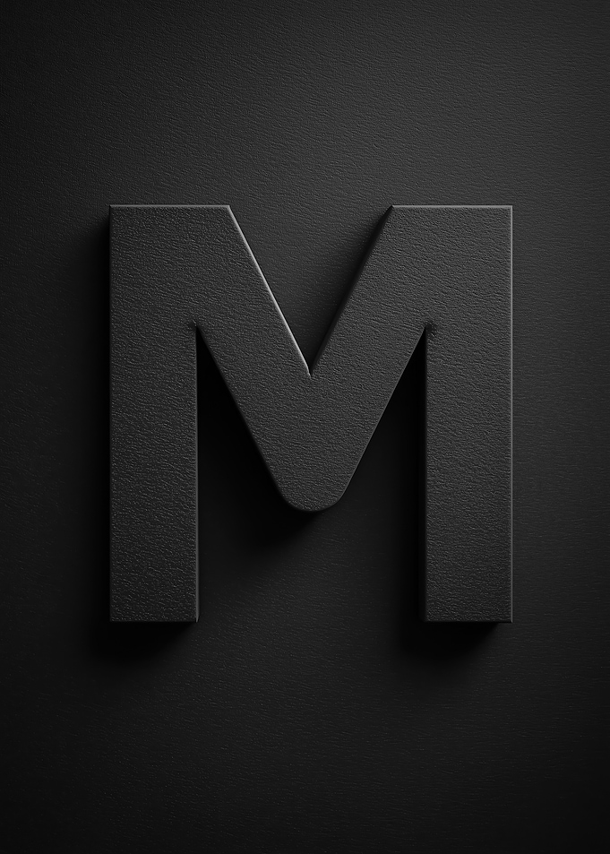 Matte Black Letter M