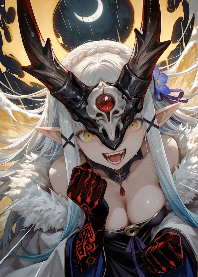 Anime Girl with Horned Mask