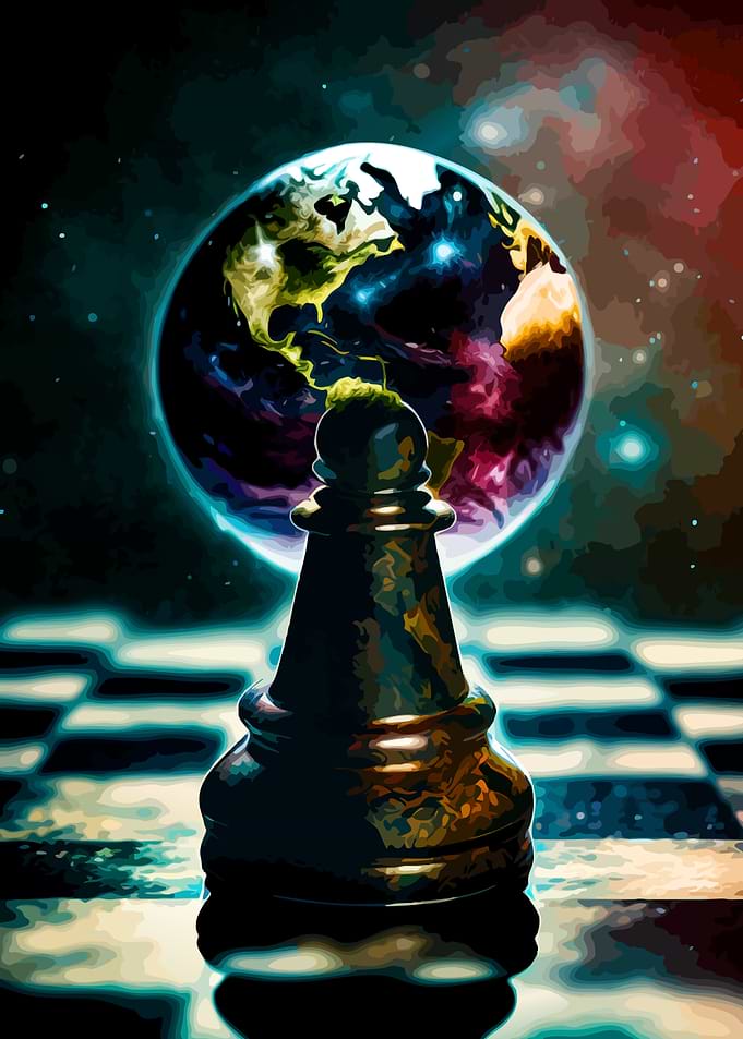 Chess Pawn with Earth Background