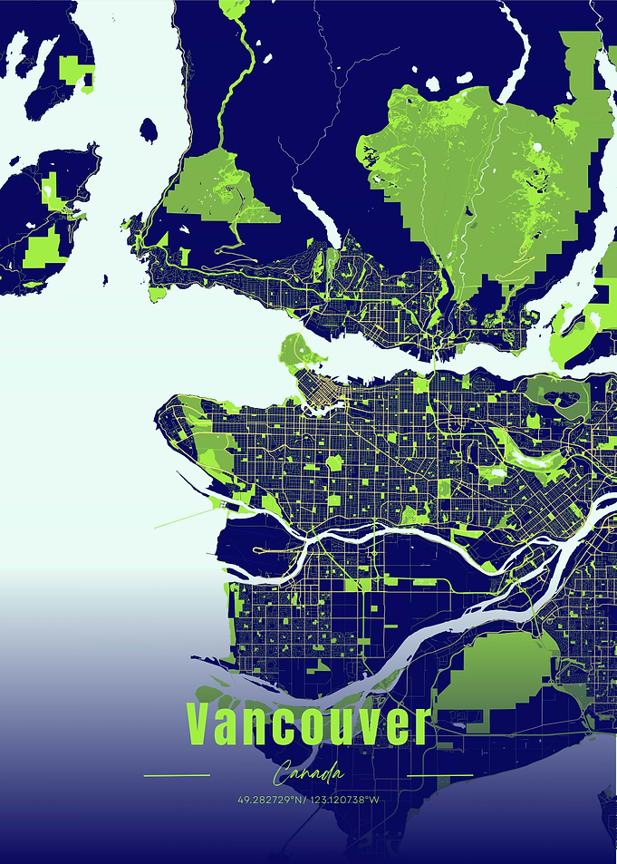 Vancouver Canada City Map Art