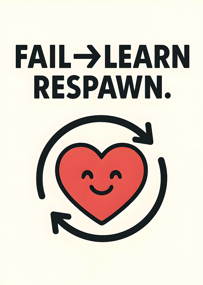 Fail, Learn, Respawn Heart