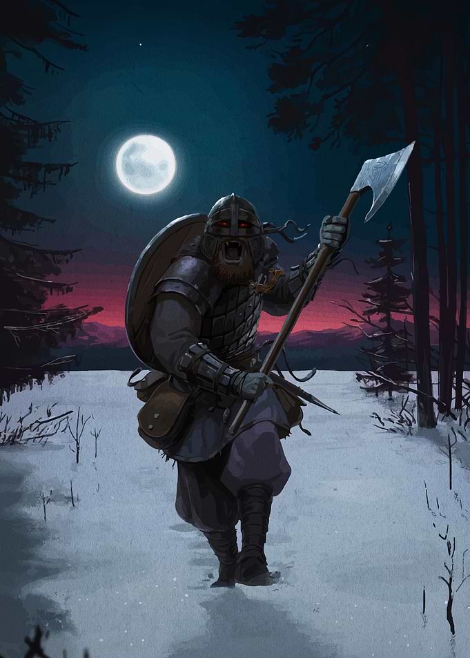 Viking Warrior in Snowy Landscape