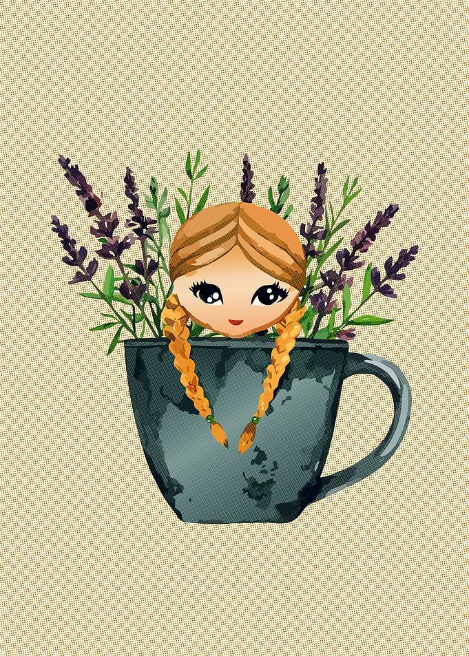 Girl in a Cup with Lavender