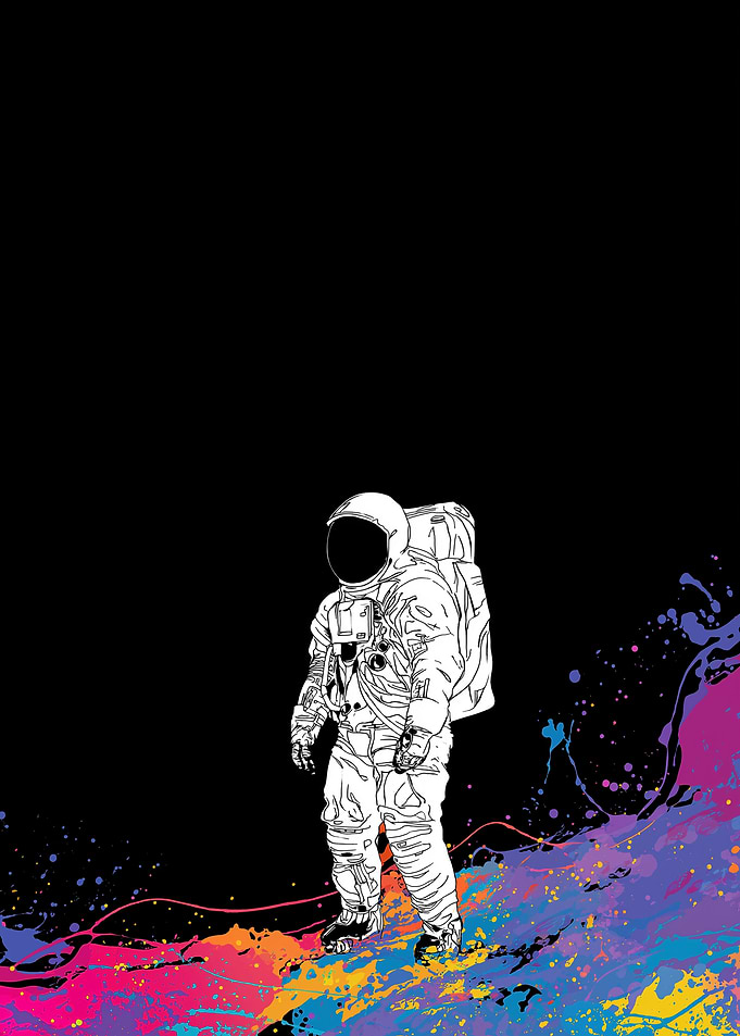 Astronaut on Colorful Splatter
