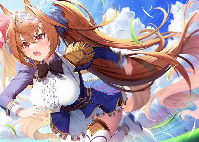 Anime Girl Running in Blue Outfit