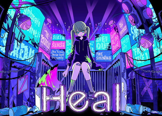 Anime Girl with Axe in Cyberpunk Alley