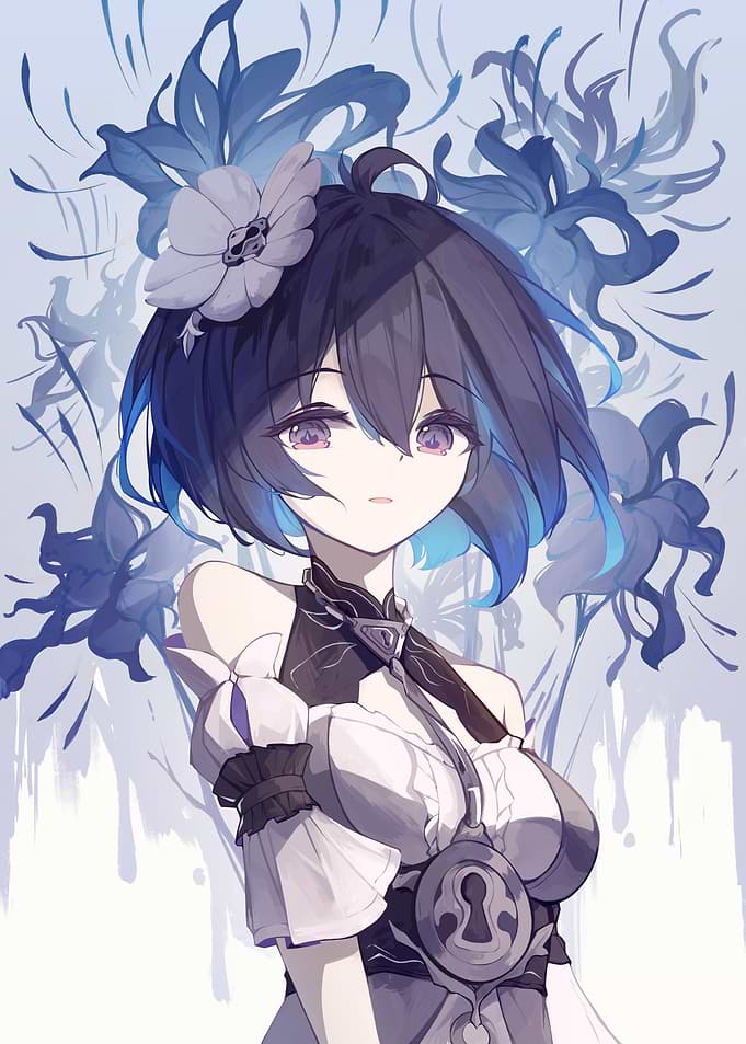 Girl with Floral Background