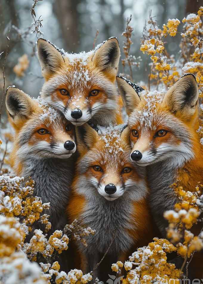 Fox Family in Winter